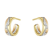 Georg Jensen Fusion 18ct Gold Diamond Small Open Hoop Earrings, 20000970.