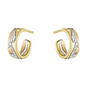 Georg Jensen Fusion 18ct Gold Diamond Small Open Hoop Earrings, 20000970.