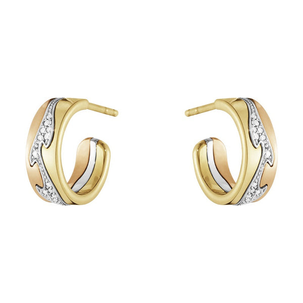 Georg Jensen Fusion 18ct Gold Diamond Small Open Hoop Earrings, 20000970.