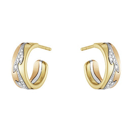 Georg Jensen Fusion 18ct Gold Diamond Small Open Hoop Earrings, 20000970.