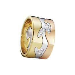 Georg Jensen Fusion 18ct Gold Diamond Three Piece Ring, Fusion-20000293-20000290-20000291.