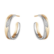 Georg Jensen Fusion 18ct Rose Gold Diamond Large Open Hoop Earrings, 10018989.