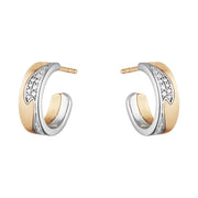 Georg Jensen Fusion 18ct Rose Gold Diamond Small Open Hoop Earrings, 10018753.