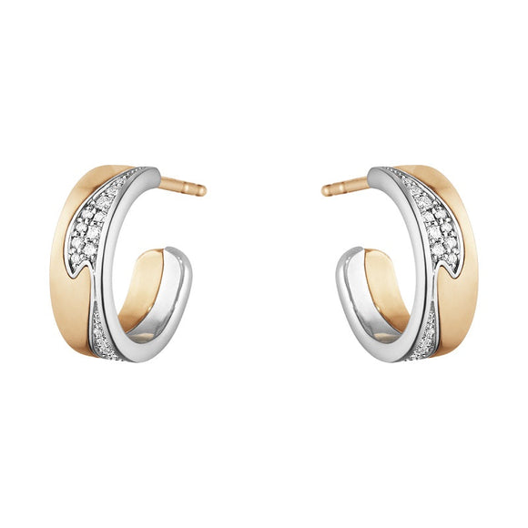 Georg Jensen Fusion 18ct Rose Gold Diamond Small Open Hoop Earrings, 10018753.