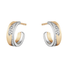 Georg Jensen Fusion 18ct Rose Gold Diamond Small Open Hoop Earrings, 10018753.