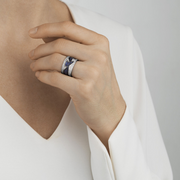 Georg Jensen Fusion 18ct White Gold Blue Sapphire Centre Ring, 20000327.