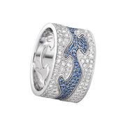 Georg Jensen Fusion 18ct White Gold Diamond Blue Sapphire Three Piece Ring, Fusion-20000331-20000327-20000331