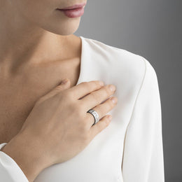 Georg Jensen Fusion 18ct White Gold Diamond Edge End Ring 20000624