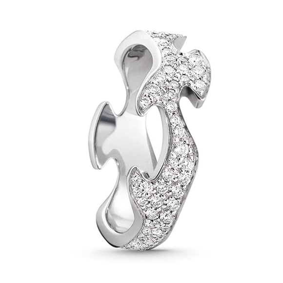 Georg Jensen Fusion 18ct White Gold Diamond Pave Centre Ring, 20000332