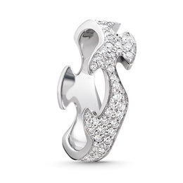 Georg Jensen Fusion 18ct White Gold Diamond Pave Centre Ring, 20000332