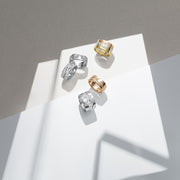 Georg Jensen Fusion 18ct White Gold Diamond Studded Centre Ring 20000290