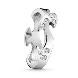 Georg Jensen Fusion 18ct White Gold Diamond Studded Centre Ring 20000290