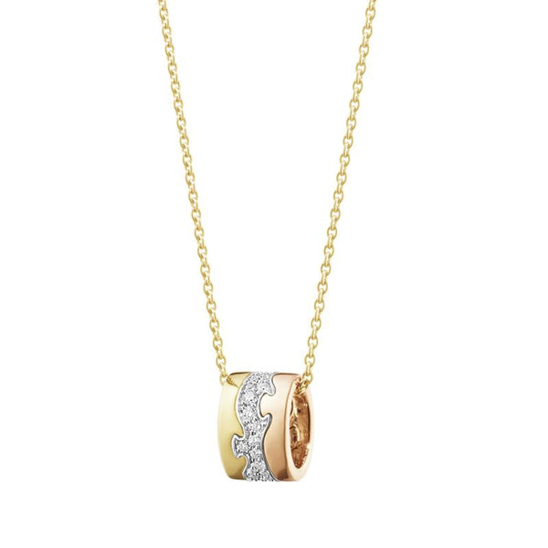 Georg Jensen Fusion 18ct Yellow, White and Rose Gold 0.19ct Diamond Necklace, 10016421.