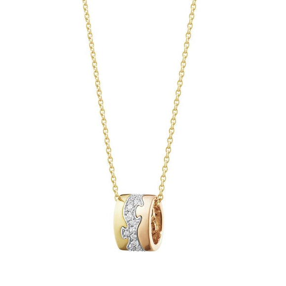 Georg Jensen Fusion 18ct Yellow, White and Rose Gold 0.19ct Diamond Necklace, 10016421.