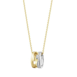Georg Jensen Fusion 18ct Yellow and White Gold 0.22ct Diamond Open Necklace, 10016423.