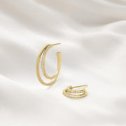 Georg Jensen Halo 18ct Yellow Gold 0.30ct Diamond Large Hoop Earrings, 10014069.