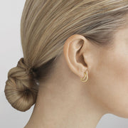 Georg Jensen Halo 18ct Yellow Gold 0.32ct Diamond Hoop Earrings 10014065