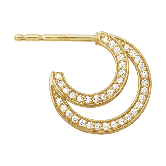 Georg Jensen Halo 18ct Yellow Gold 0.56ct Diamond Double Hoop Earrings 10014066