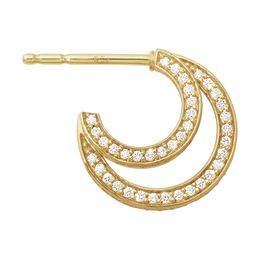 Georg Jensen Halo 18ct Yellow Gold 0.56ct Diamond Double Hoop Earrings 10014066