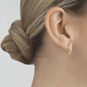 Georg Jensen Halo 18ct Yellow Gold 0.56ct Diamond Double Hoop Earrings 10014066