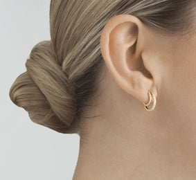 Georg Jensen Halo 18ct Yellow Gold 0.56ct Diamond Double Hoop Earrings 10014066