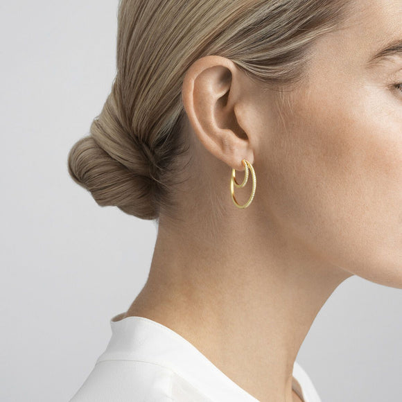 Georg Jensen Halo 18ct Yellow Gold 0.64ct Diamond Large Hoop Earrings 10014067