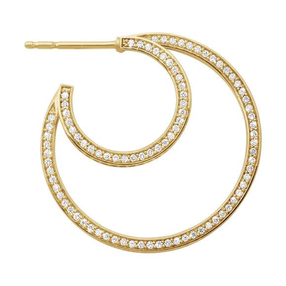 Georg Jensen Halo 18ct Yellow Gold 1.22ct Diamond Large Hoop Earrings 10014068