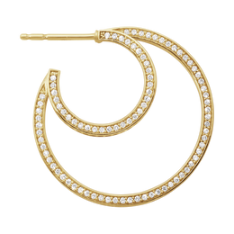 Georg Jensen Halo 18ct Yellow Gold 1.22ct Diamond Large Hoop Earrings 10014068