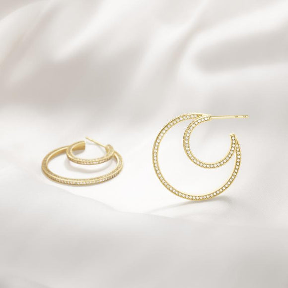 Georg Jensen Halo 18ct Yellow Gold 1.22ct Diamond Large Hoop Earrings, 10014068.