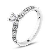 Georg Jensen Magic 18ct White Gold Diamond Pave Set Solitaire Ring 20000460