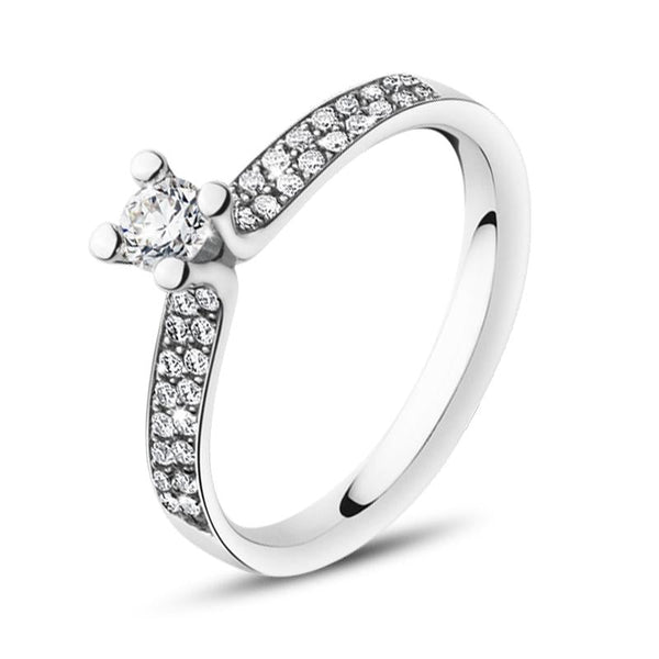 Georg Jensen Magic 18ct White Gold Diamond Pave Set Solitaire Ring 20000460