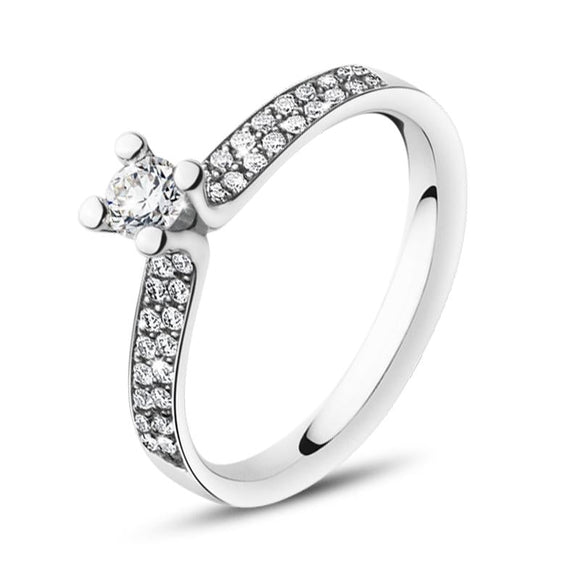 Georg Jensen Magic 18ct White Gold Diamond Pave Set Solitaire Ring 20000460