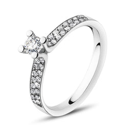 Georg Jensen Magic 18ct White Gold Diamond Pave Set Solitaire Ring 20000460