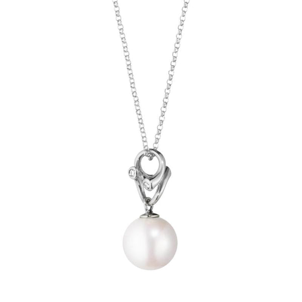 Georg Jensen Magic 18ct White Gold Diamond Pearl Necklace 10009353