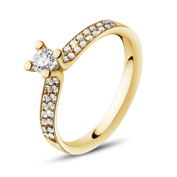 Georg Jensen Magic 18ct Yellow Gold Diamond Pave Set Solitaire Ring, 20000459