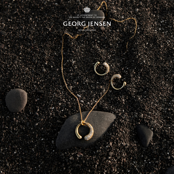 Georg Jensen Mercy 18ct Yellow Gold Diamond Hoop Earrings, 10017827.