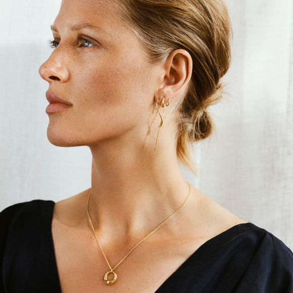 Georg Jensen Mercy 18ct Yellow Gold Swirl Earrings, 10017066.