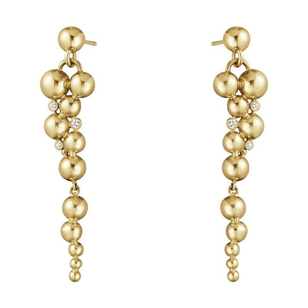 Georg Jensen Moonlight Grapes 18ct Yellow Gold Diamond Drop Earrings, 20000671.