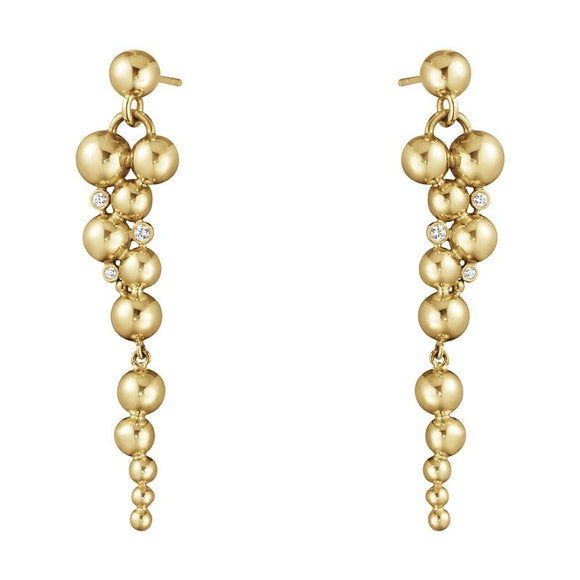 Georg Jensen Moonlight Grapes 18ct Yellow Gold Diamond Drop Earrings, 20000671.