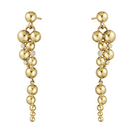 Georg Jensen Moonlight Grapes 18ct Yellow Gold Diamond Drop Earrings, 20000671.