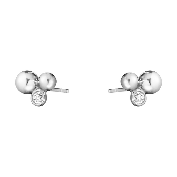 Georg Jensen Moonlight Grapes Sterling Silver Diamond Stud Earrings, 20000712.