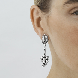 Georg Jensen Moonlight Grapes Sterling Silver Long Clip On Earrings 3536836
