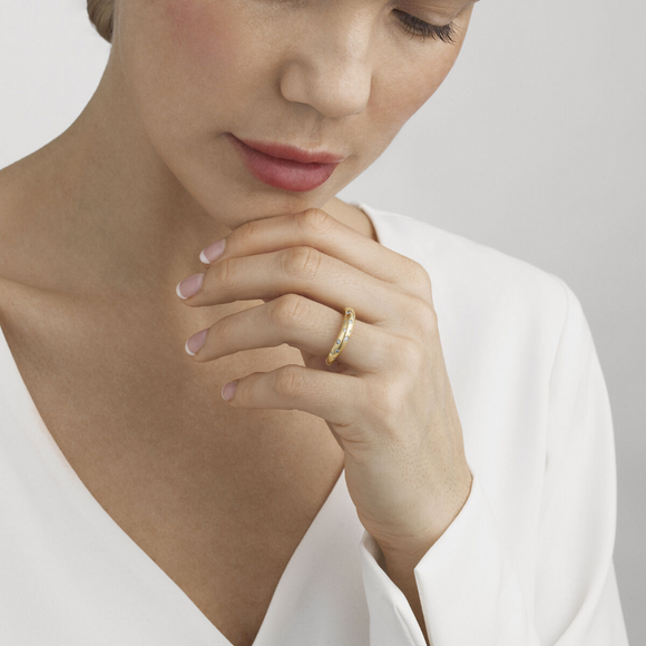 Georg Jensen Offspring 18ct Yellow Gold 0.14ct Diamond Ring, 20000071.