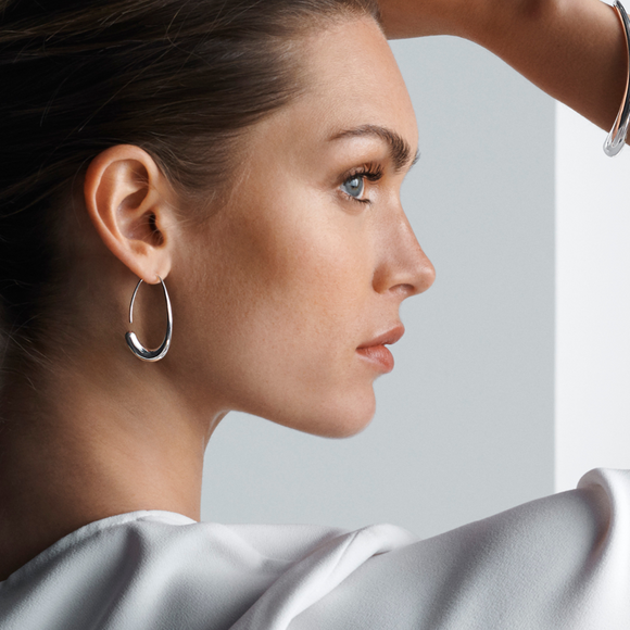 Georg Jensen Offspring Sterling Silver Earhoops, 10016947.
