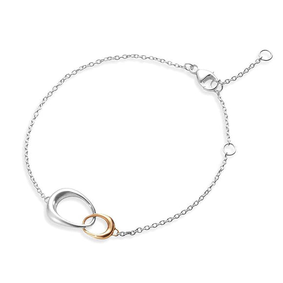 Georg Jensen Offspring Sterling Silver 18ct Rose Gold Bracelet 10012371