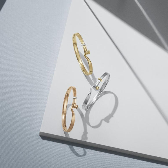 Georg Jensen Sterling Silver 18ct Yellow Gold Torun Bangle 20000546
