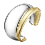 Georg Jensen Curve Sterling Silver 18ct Yellow Gold Bangle, 10018356