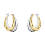 Georg Jensen Curve Sterling Silver 18ct Yellow Gold Hoop Earrings 10018101
