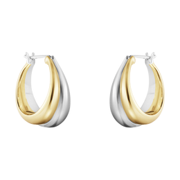 Georg Jensen Curve Sterling Silver 18ct Yellow Gold Hoop Earrings 10018101