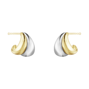 Georg Jensen Curve Sterling Silver 18ct Yellow Gold Small Hoop Earrings 10017501